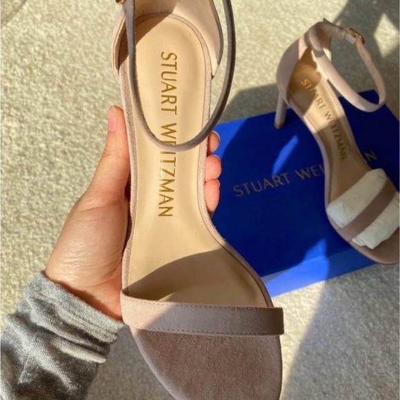 【Brand New】Stuart Weitzman NUNAKEDSTRAIGHT Suede Sandals women Size 5/6 - Picture 5 of 10